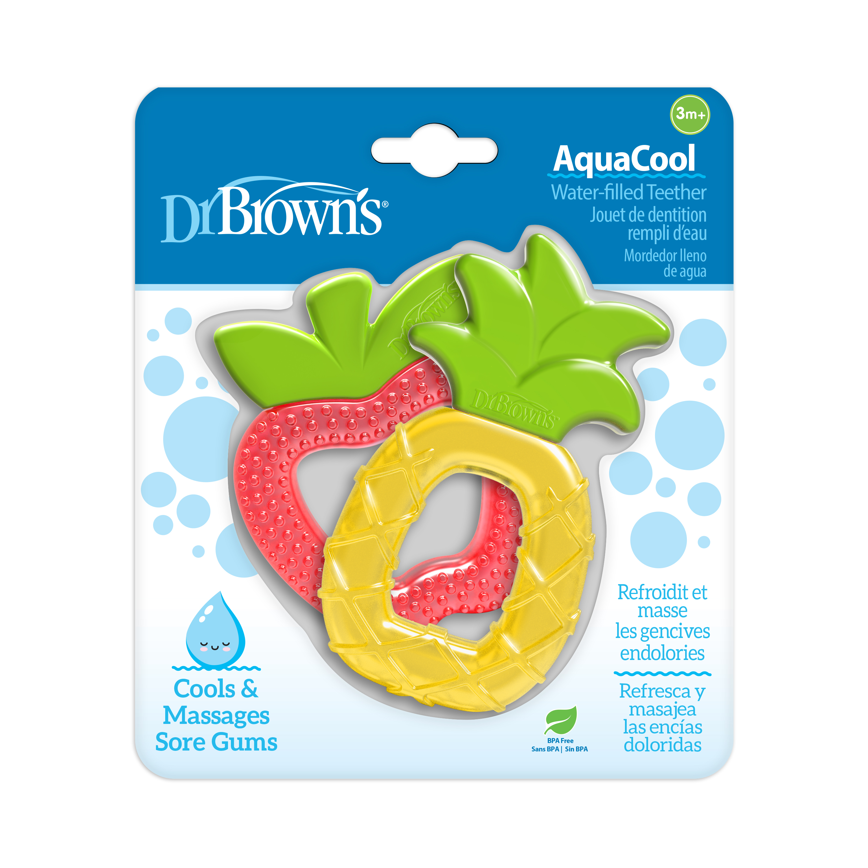 [ TE024 ] Ngậm nướu AquaCool Water, hình quả táo và quả dứa - Dr.Brown's