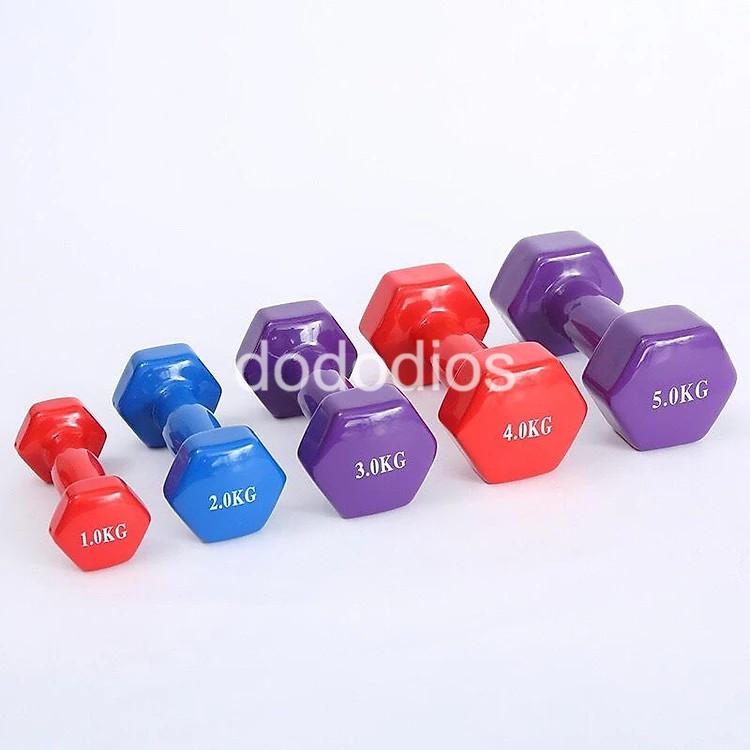 Tạ tay dododios - Tạ tập gym yoga thể dục tại nhà 1kg 2kg 3kg 4kg 5kg lõi gang bọc cao su cao cấp chống xước vỡ sàn nhà
