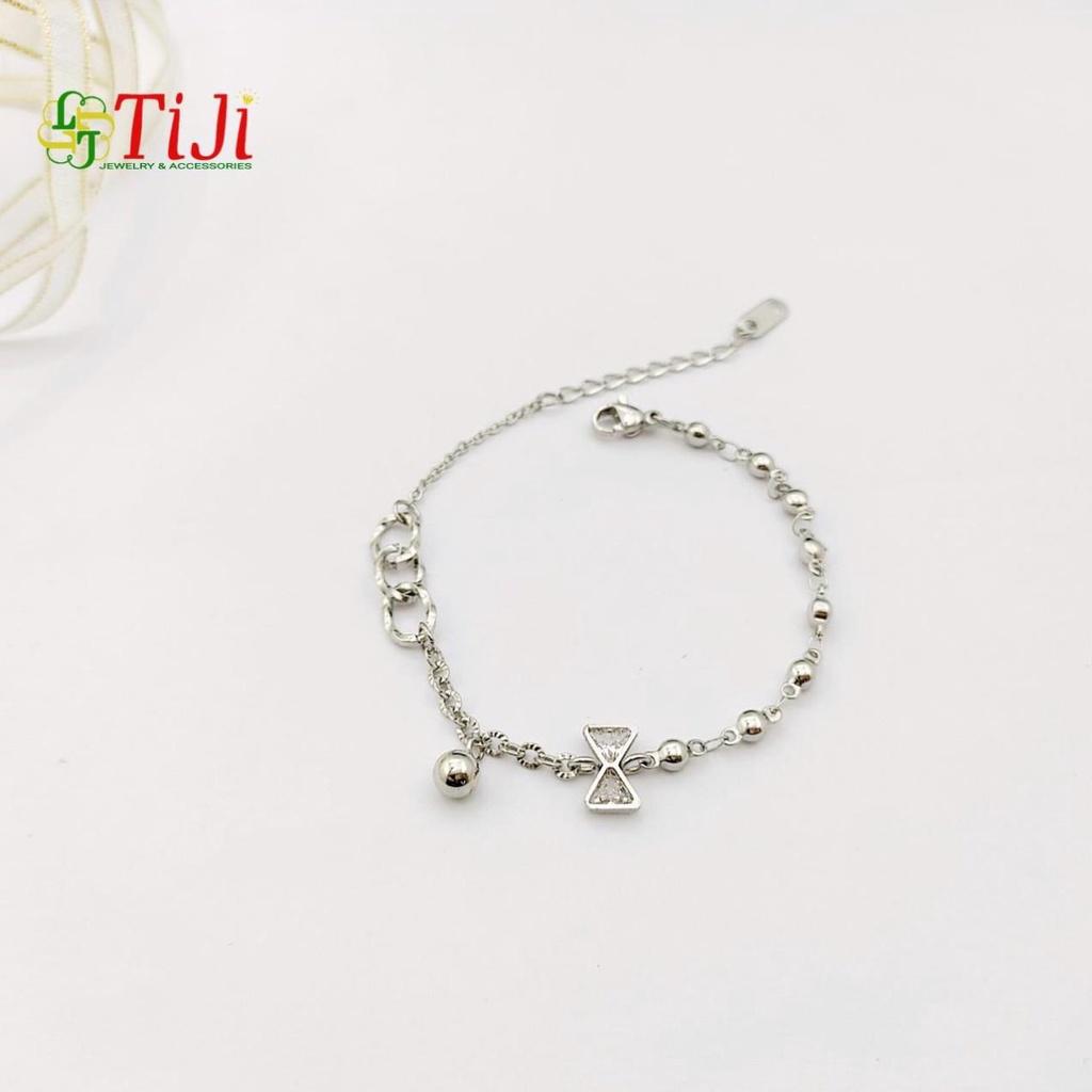 LẮC TAY LẮC CHÂN NỮ INOX CHUỖI BI GẮN NƠ CÁCH ĐIỆU KHÔNG ĐEN KHÔNG GỈ SÉT