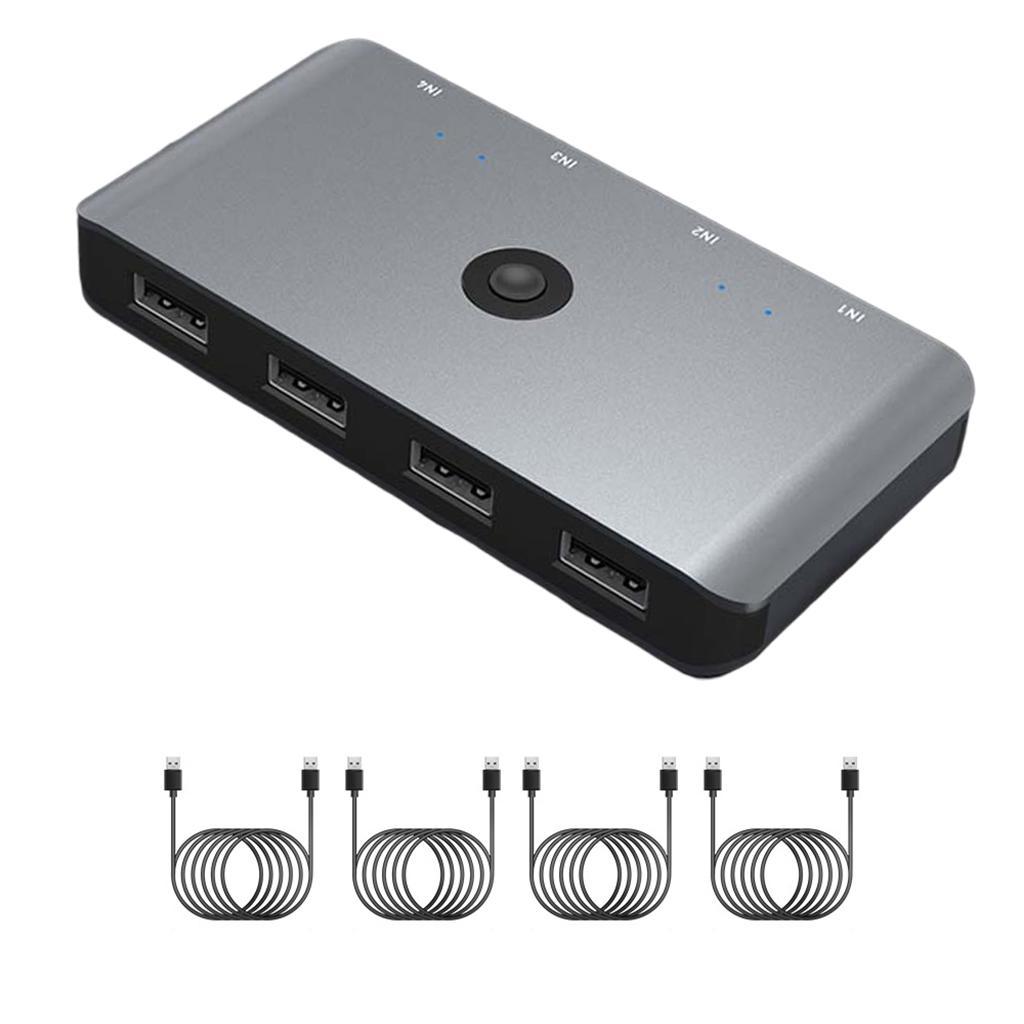 Switcher Selector KVM Switcher USB 2.0 4 in 4 Output ,Micro USB