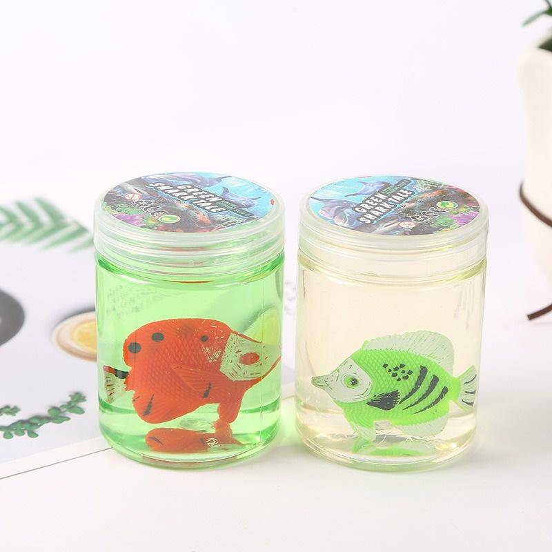 Slime dẻo không dính tay charm con cá bên trong Đồ chơi chất nhờn ma quái squishy Hủ slam