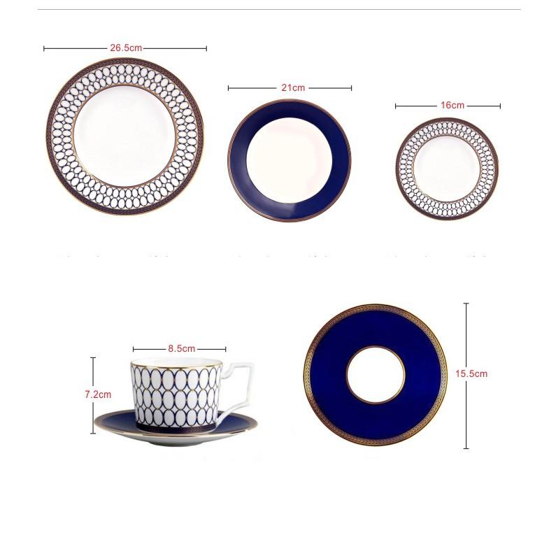 Bộ 4 đĩa ăn quý tộc Chas Navy Dinner 4PCS