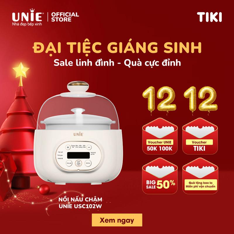 Nồi nấu chậm UNIE USC102W Thố gốm Ceramic cao cấp,dung tích 800ml ,4 chế độ tiện lợi,Xửng hấp tiện dụng,BH 12 tháng - Hàng chính hãng