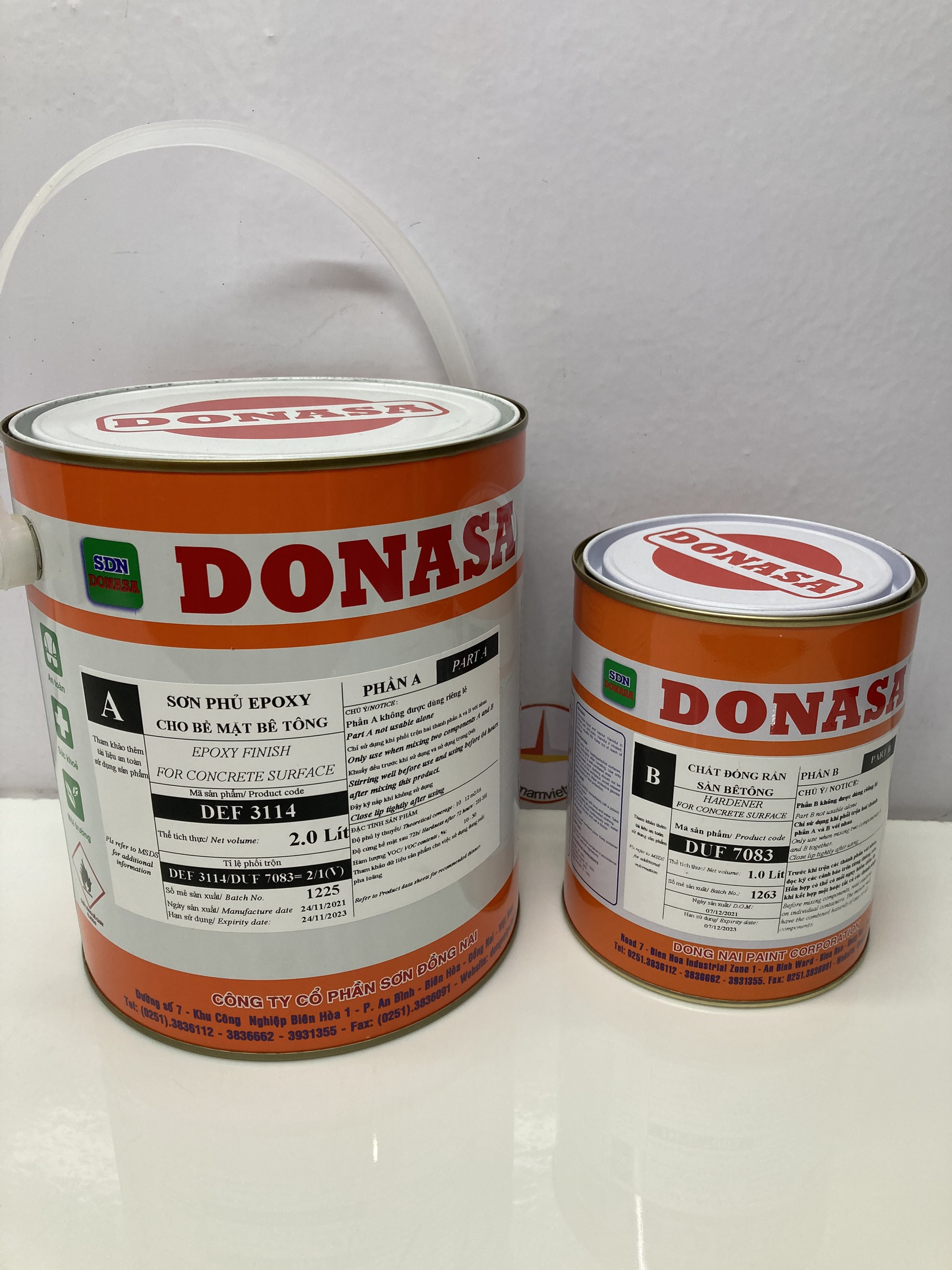 Sơn sàn bê tông Donasa /Floor coating Paint màu xám bạc DEF 3114 3L