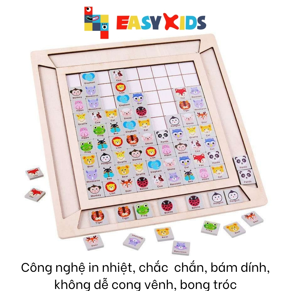 Đồ Chơi Giải Đố Puzzle Bằng Gỗ Xếp Hình Ghép Nối 80 Hình Tiếng Anh, Đồ Chơi Trí Tuệ Tăng IQ Cho Bé