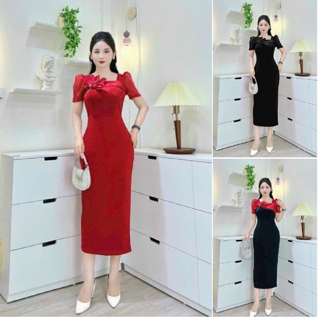 Đầm Body Dự Tiệc Đính Hoa Cao Cấp