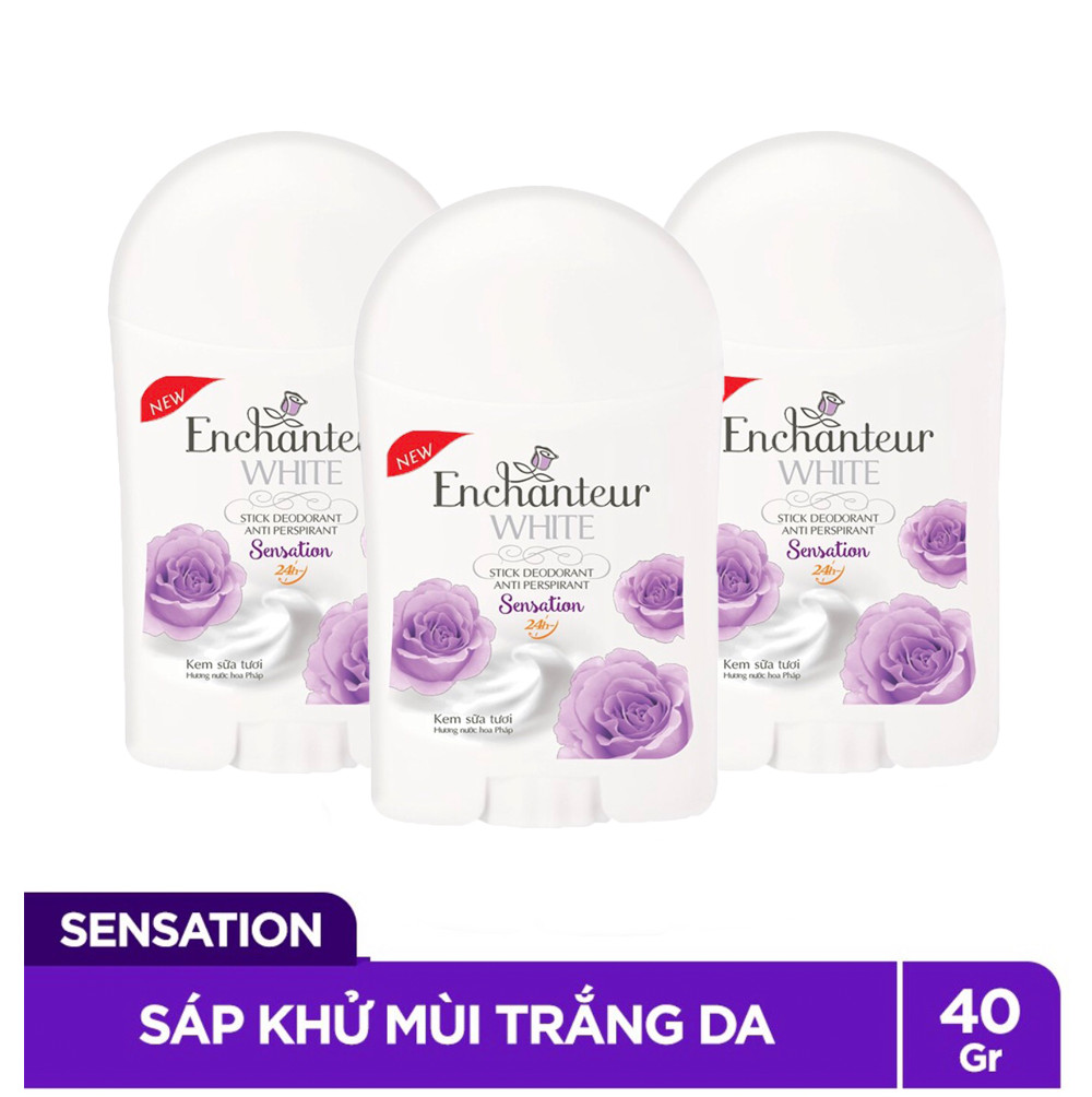 Bộ 3 Sáp khử mùi trắng da Enchanteur Sensation 40g*3