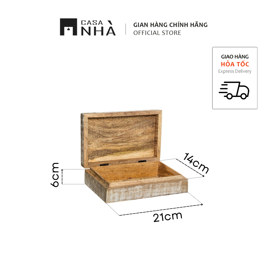 Hộp gỗ đựng đồ trang trí vintage - Hộp đựng đồ bằng gỗ xoài COBO