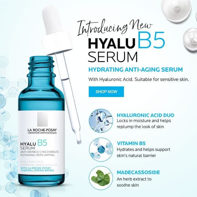 Dưỡng Chất Chuyên Sâu La Roche Posay Giúp Hỗ Trợ Quá Trình Tái Tạo Da Hyalu B5 Serum 30ml