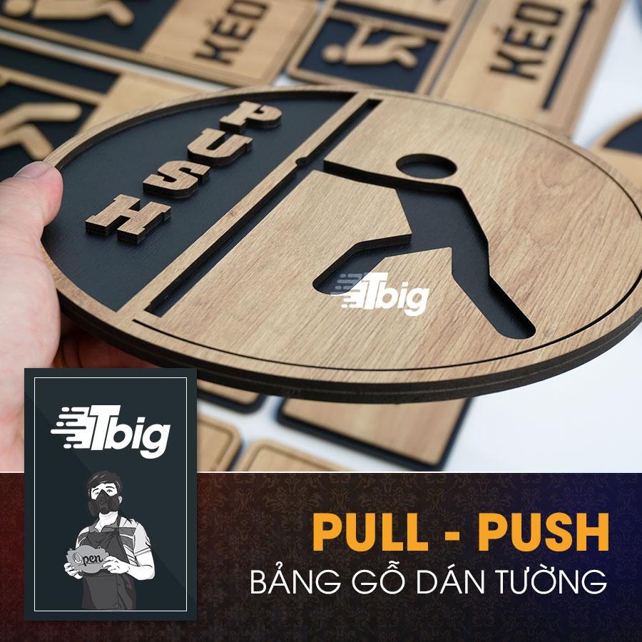 Bảng pull push tròn dán cửa bằng bằng keo hai mặt siêu dính lắp đặt dễ dàng tiện dụng