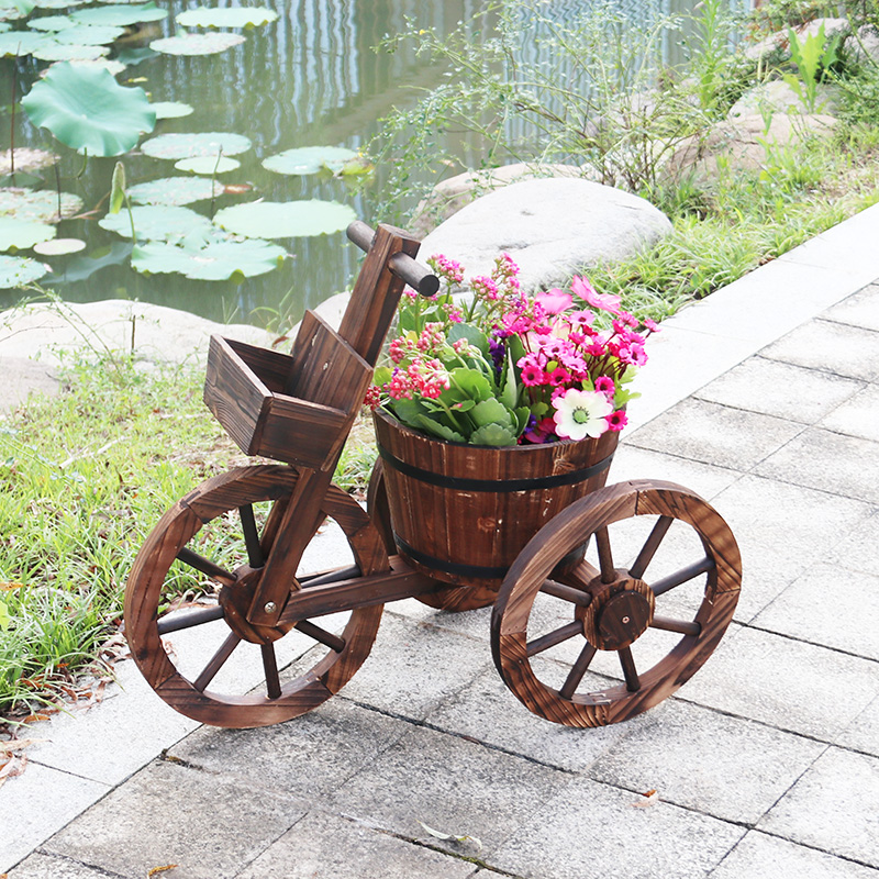 Kệ để chậu hoa cây cảnh decor sân vườn ban công ngoài trời phong cách vintage bằng gỗ thông rắn chắc bảo hành 6 tháng