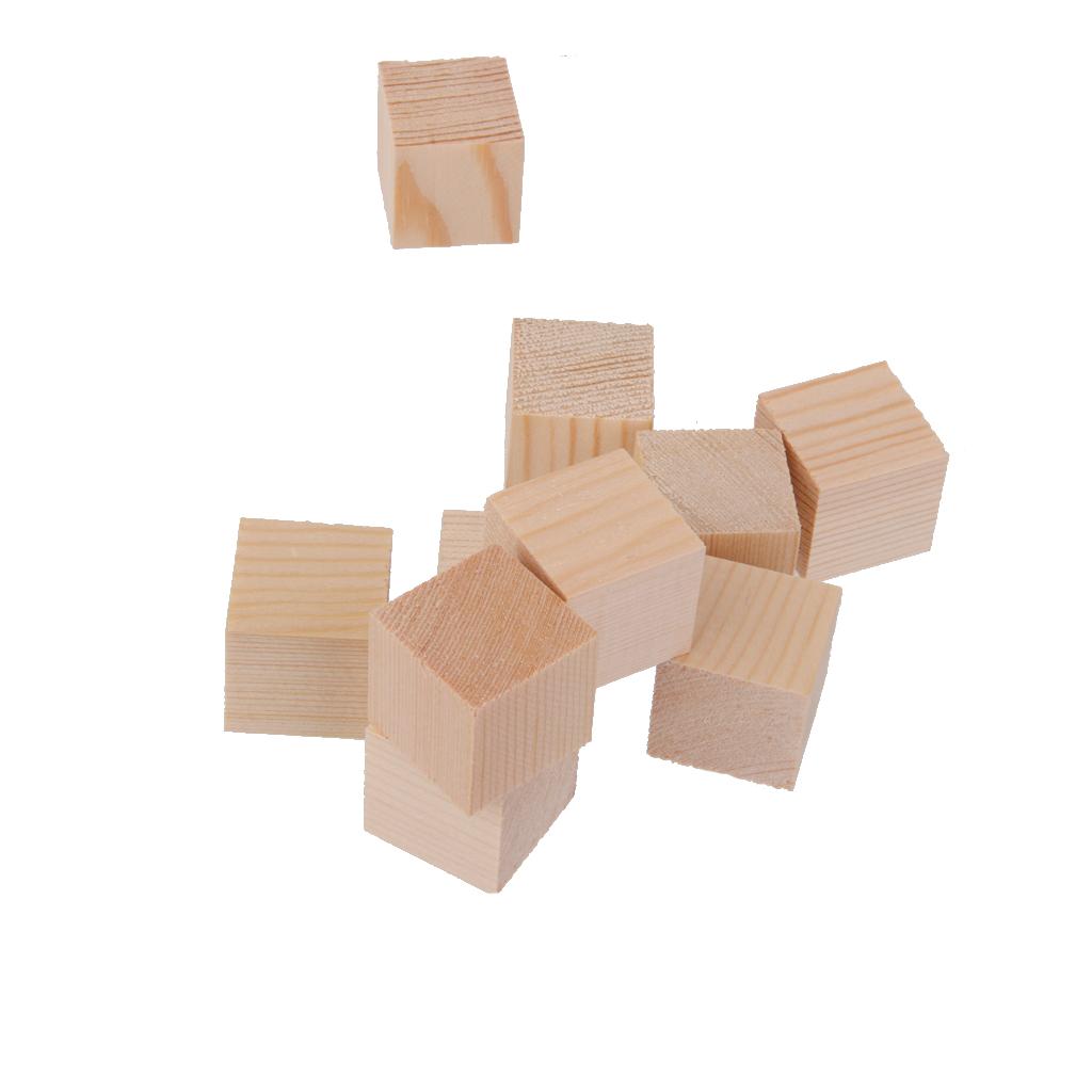 20 Pieces 25mm Unfinished Wooden Shapes Blocks Cubes Embellishments for Wood Crafts