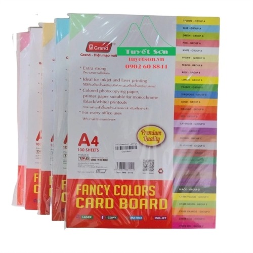 Giấy bìa màu A4 160Gsm Grand 8112A