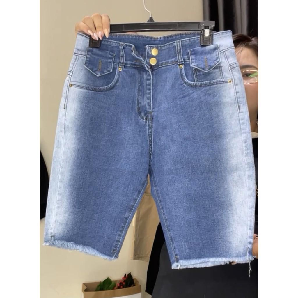 Quần jean ngố / lửng BIG SIZE lưng cao, co dãn mạnh rách kiểu LOANG MÀU đẹp dành cho người béo 3310