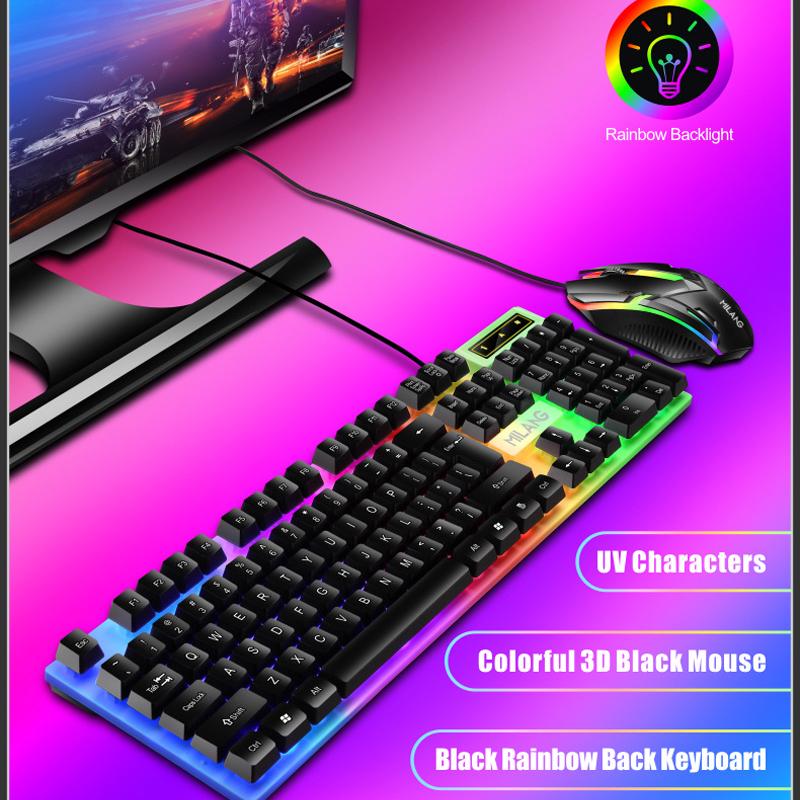 Chuột Bàn Phím Backlit Chuột Và Bàn Phím Chống Nước Dạ Quang Chuột Bàn Phím Punk Combo Bàn Phím Và Chuột Cho Máy Tính Game Thủ