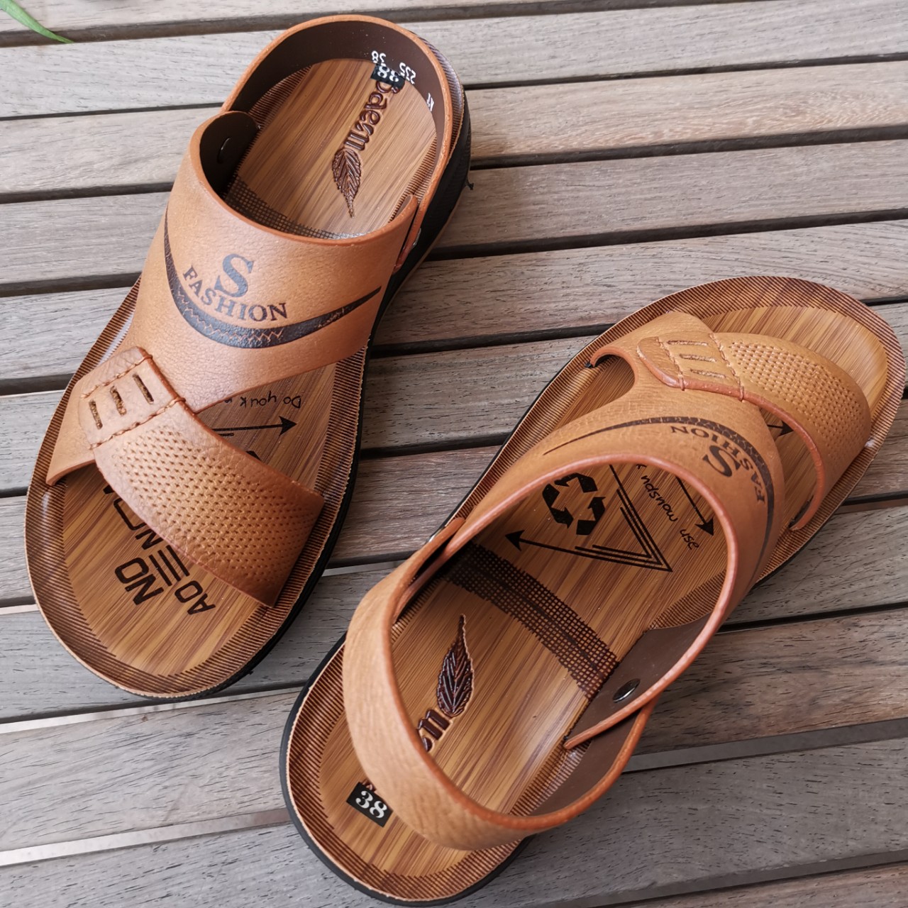 Giày Sandal nam da bò thật dép quai hậu nam da thật - DQH.235
