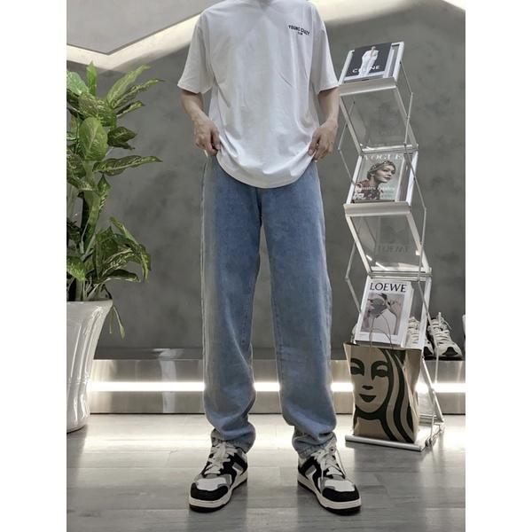 Quần jeans ống đứng jeans nam nữ 3 màu trơn