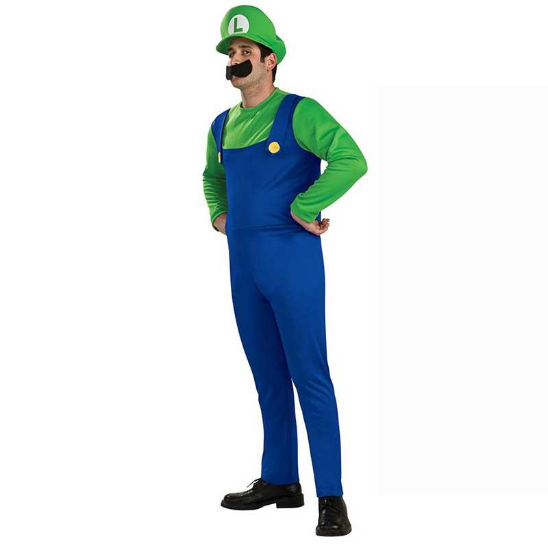 Người Lớn Trẻ Em Trang Phục Hóa Trang Trẻ Em Cosplay Anh Em Siêu Luigi Trang Phục Halloween Cosplay Nón Râu Phù Hợp Với