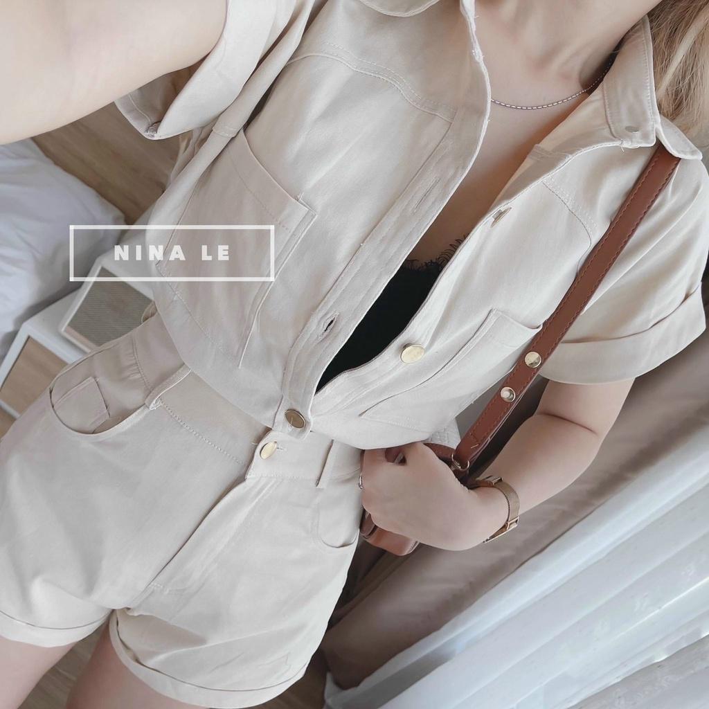 Set bộ đồ nữ áo tay ngắn phối quần đùi ống đứng cùng tone cá tính, xinh xắn dành cho các nàng đi chơi, dạo phố