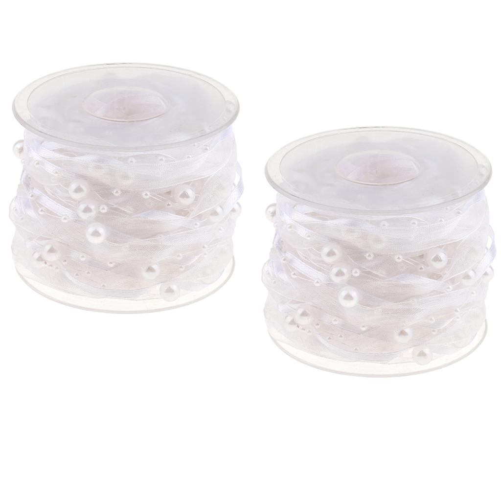 2X10 M Dây Đính Hạt Ruy Băng, Ngọc Trai, Dây Nơ Và Ruy Băng