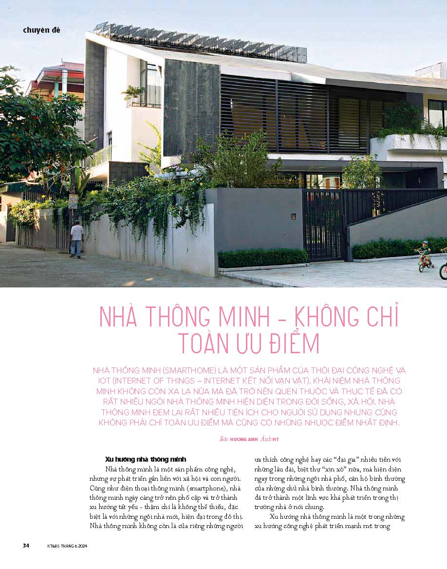 Tạp chí Kiến Trúc và Đời Sống số 218 (Tháng 8-2024) _ Nhà thông minh không chỉ toàn ưu điểm