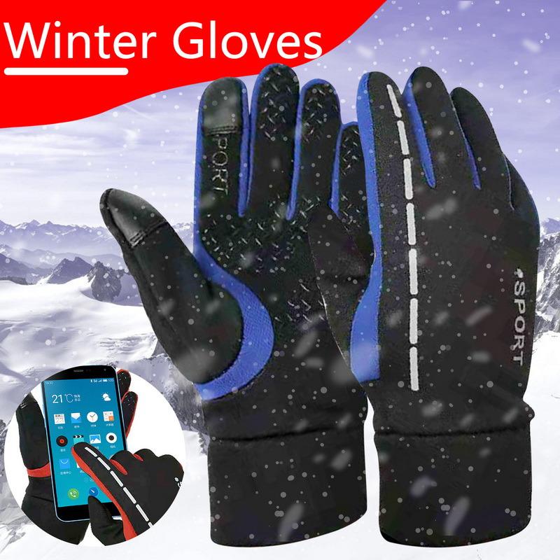 Găng tay xe đạp đi xe đạp nam Màn hình cảm ứng Windproof MTB Găng tay xe máy ấm áp Motorcycle Zipper Women Găng tay Color: A Size: M