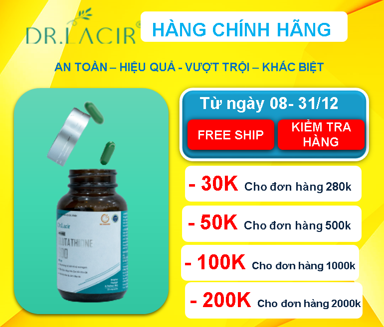 [[ 4 Trong 1 - Mờ Nám, Tàn Nhang, Cân Bằng Nội Tiết Tố, Sinh Lý Nữ ]] - Viên Uống Mờ Nám, Trắng Da Glutathione 600 - Hàng Chính Hãng Dr. Lacir