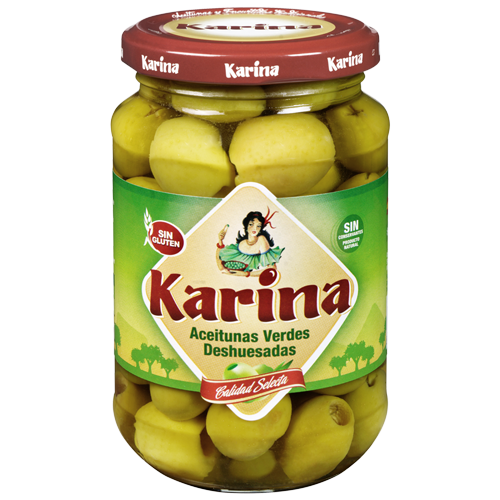 Trái oliu Karina xanh tách hạt Pitted Green olives 360 Gr