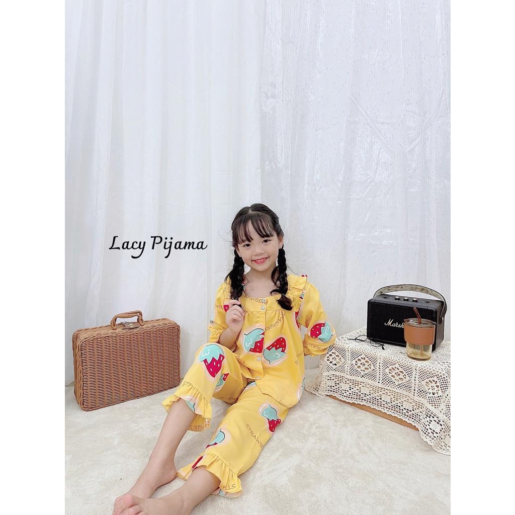 Đồ bộ bé gái, bộ pijama ngắn tay quần dài cho bé gái size 18-30kg chất lụa mango mềm mát