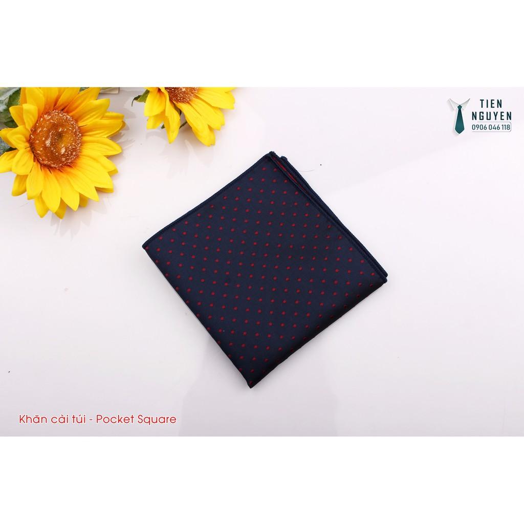Khăn Cài Túi Áo Vest - Pocket Square - Phụ Kiện Cài Áo xanh chấm bi