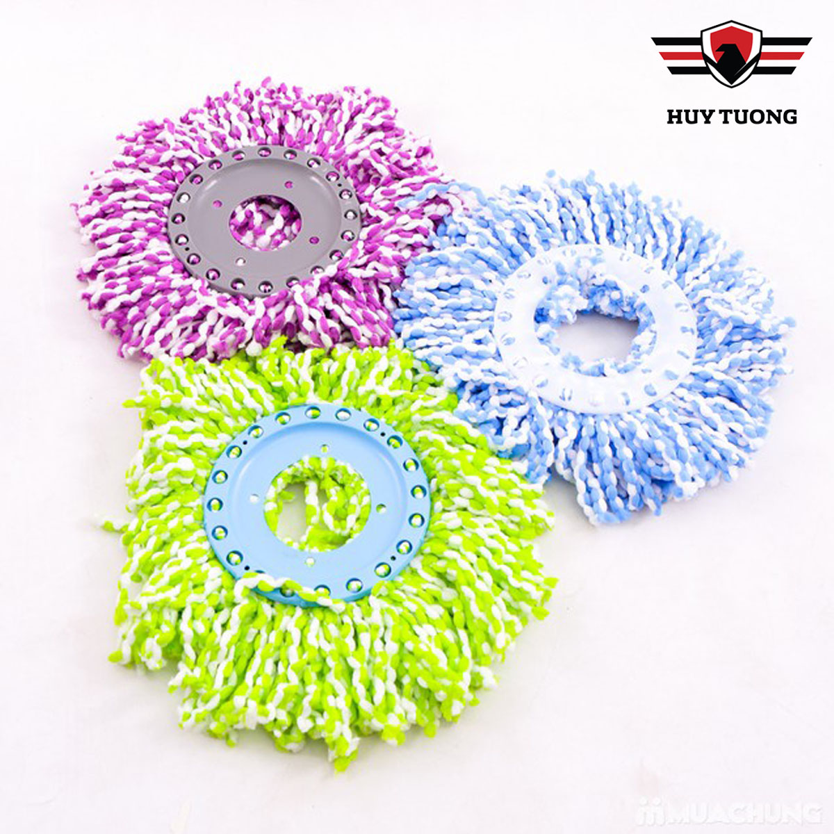 Combo 4 Đầu bông lau nhà tròn, bông lau tròn xoay 360 độ cao cấp - Huy Tưởng