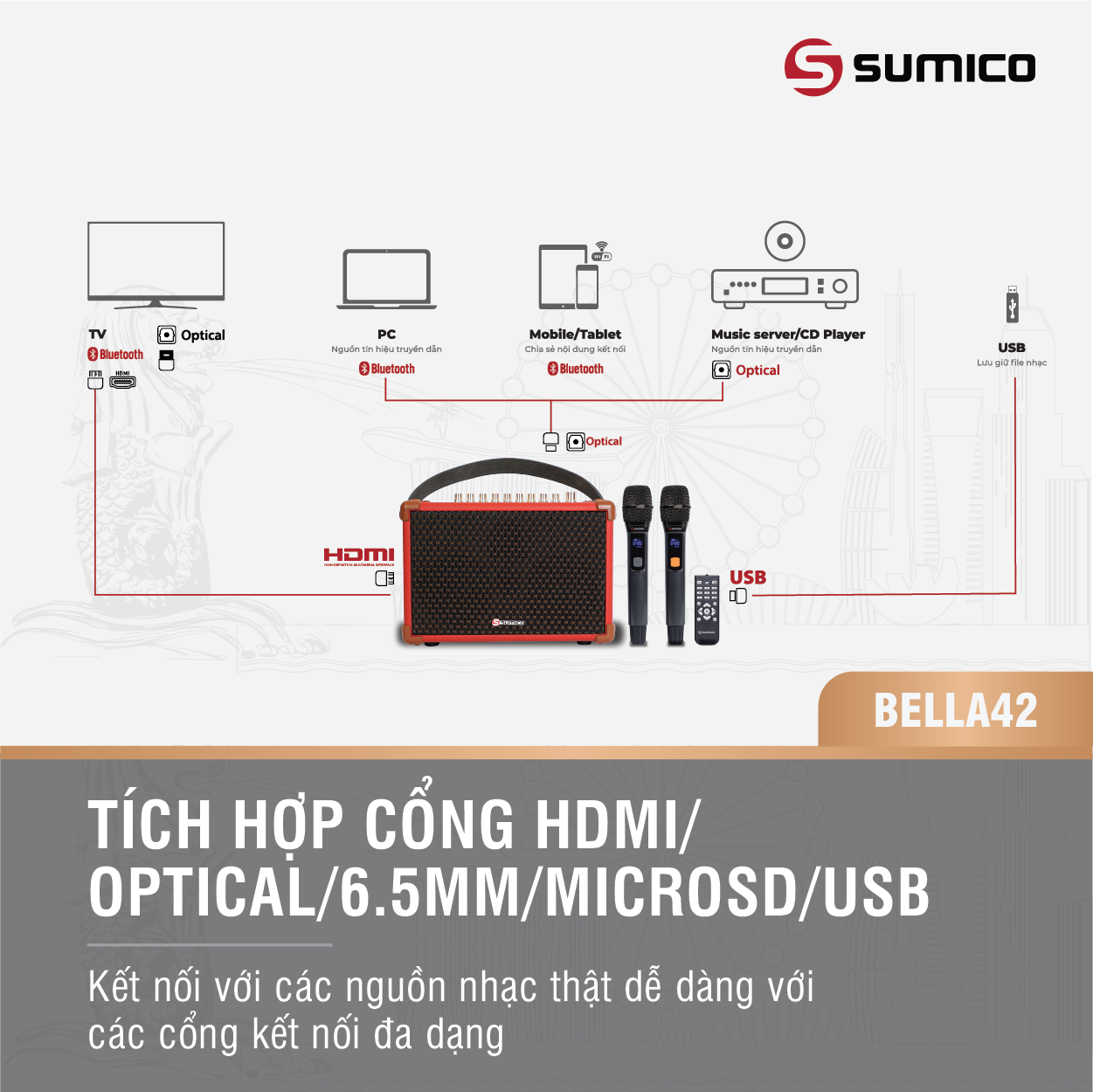 Loa Karaoke Di Động Sumico Bella 42 - Hàng Chính Hãng