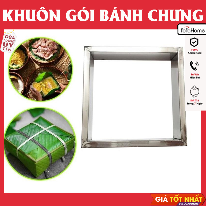 Khuôn Bánh Chưng Inox Loại Lớn, Khuôn Gói Bánh Trưng Vuông Inox Siêu Bền Tiện Lợi, Khuôn Làm Bánh Chưng Size 15cm