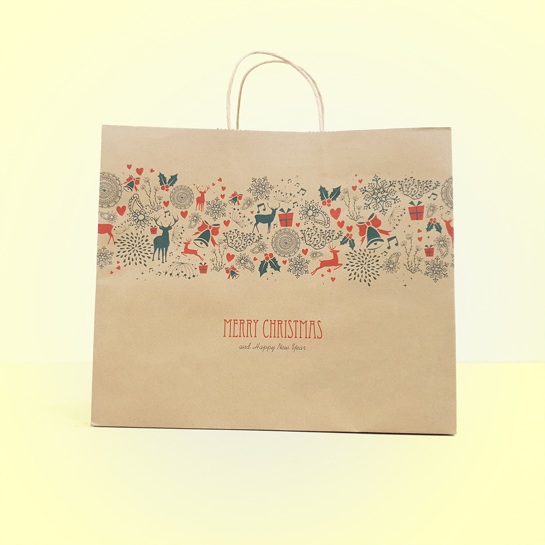 Túi giấy Kraft Nâu Noel Xmas- Size 36 x 30.5 x 12cm Mã XMAS03N