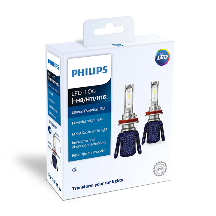 Bóng đèn pha Led siêu sáng 6000K Philips H8/H11/H16 - Hàng nhập khẩu