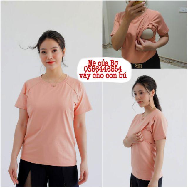 Áo phông cho con bú, áo thun mở cho con ti chất 100% cotton mềm mát