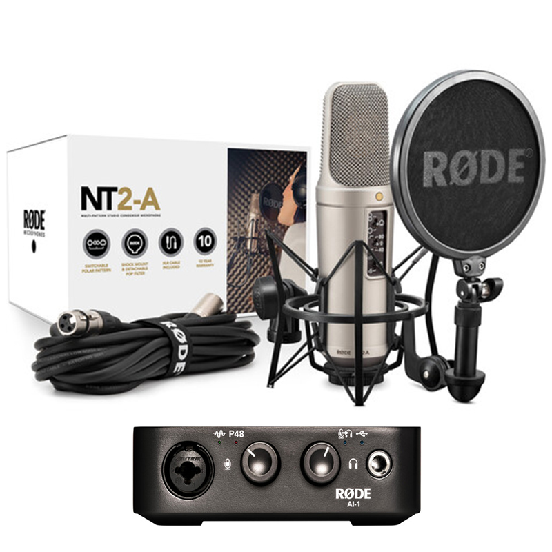 Combo Micro Rode NT2-A Kit kèm bộ kết nối cổng USB RODE AI-1 - Hàng chính hãng