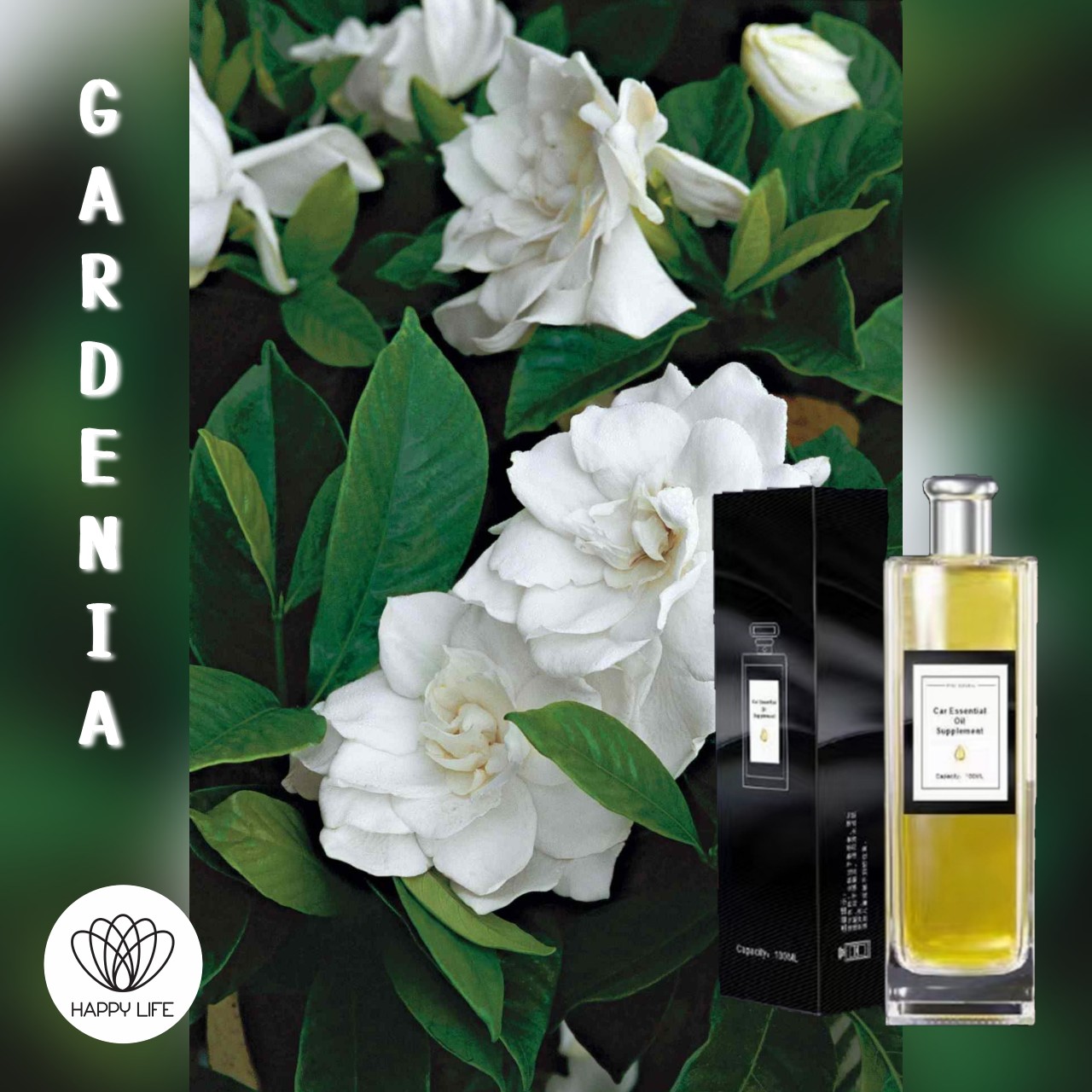 Tinh dầu nước hoa xe hơi mùi Gardenia _ HAPPY LIFE (Dung tích 100ml)