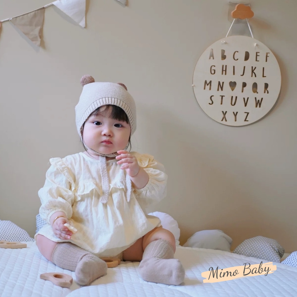 Mũ nón len quả bông cột dây đáng yêu cho bé ML258 Mimo Baby