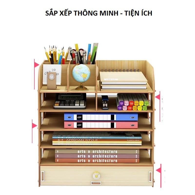 Kệ Tài Liệu Bàn Làm Việc Cao Cấp HV11, Kệ Sách Tiện Lợi, Tặng giá đỡ điện thoại hình thỏ cùng loại.