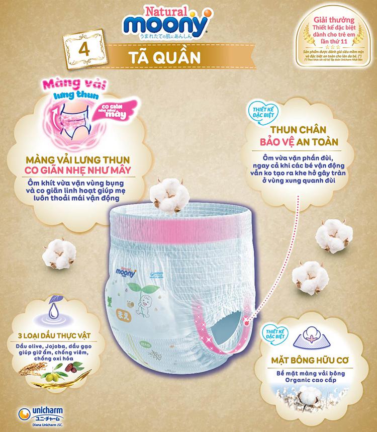 Bỉm - Tã Quần Moony Natural Size L- 36 miếng ( bé 9-14Kg)