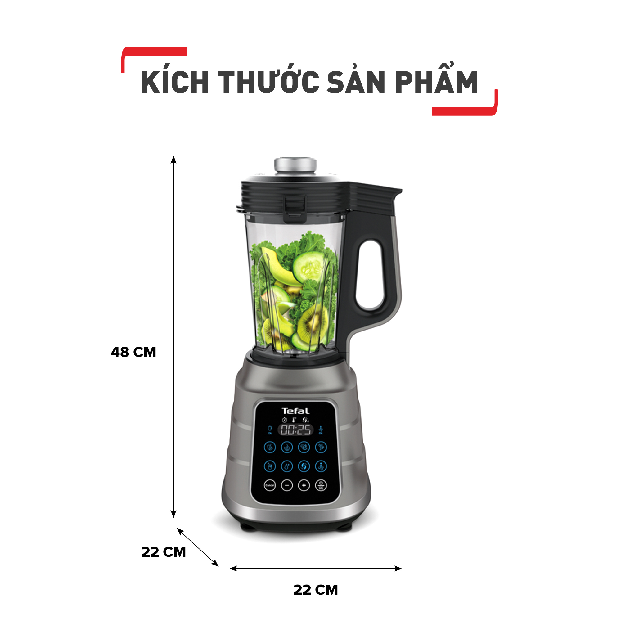 Máy làm sữa hạt, xay sinh tố và nấu đa năng, hút chân không Tefal BL985A31- 1300W, 1.75L - Hàng chính hãng