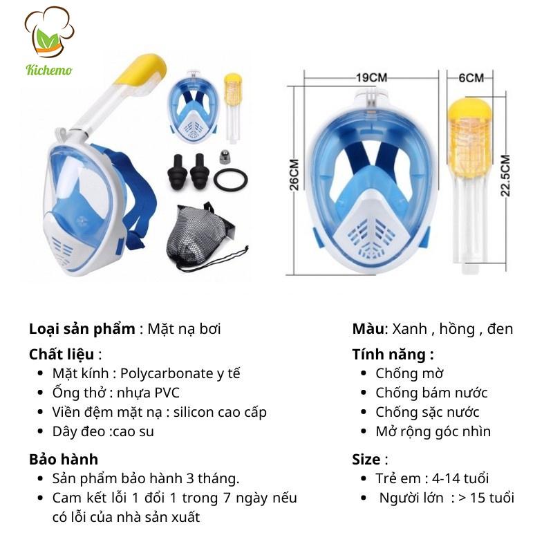 Mặt nạ lặn biển full face góc nhìn 180 độ, lặn ngắm san hô, bơi trên mặt nước MNB03