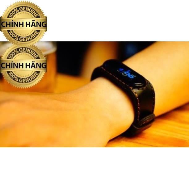 DÂY DA BÒ ĐEN CHO MIBAND 4 / MIBAND 3 - RAM LEATHER HÀNG CHÍNH HÃNG