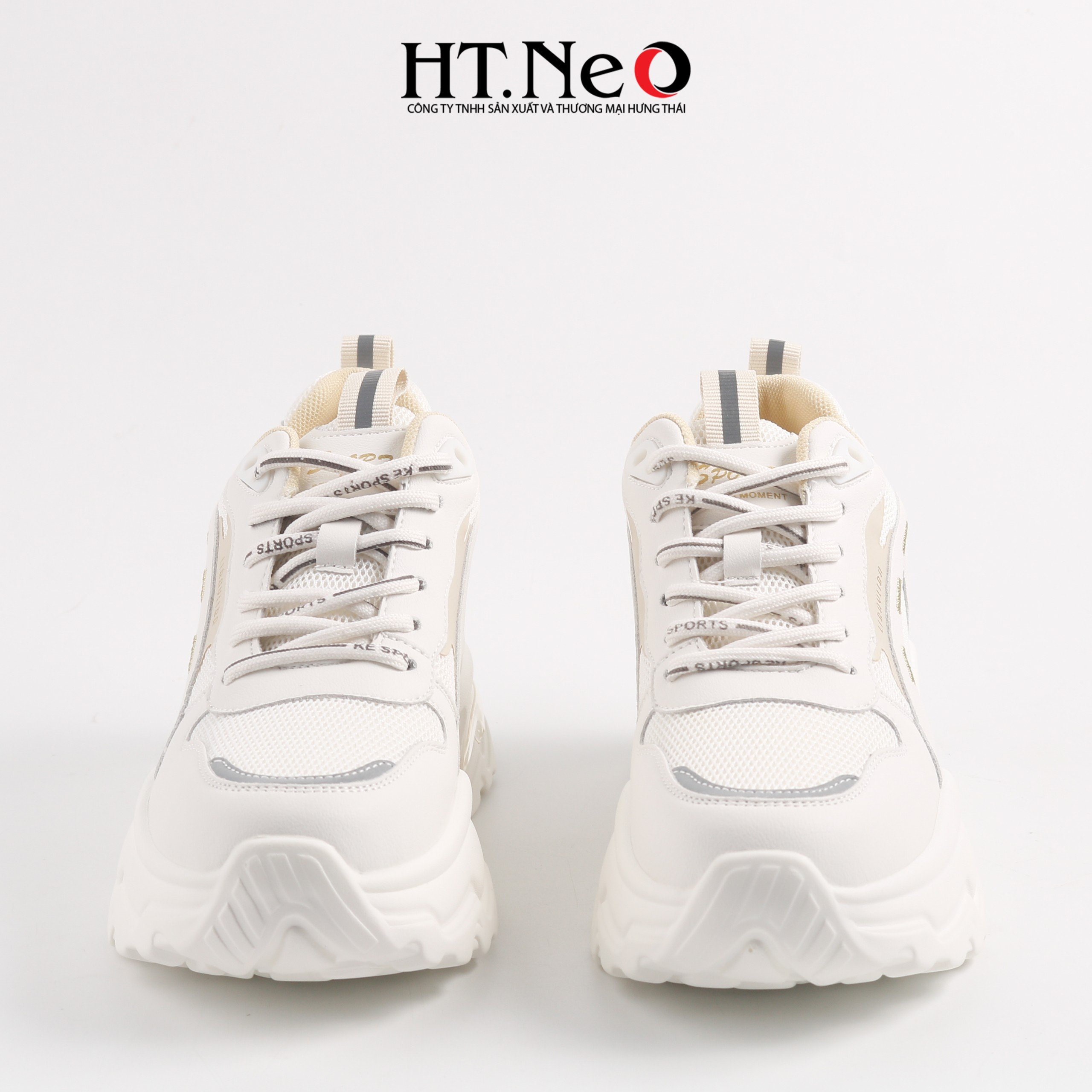 Giày thể thao, giày sneaker nữ đế cao su đúc, đế cao, chất liệu da kết hợp vải lưới, kiểu dáng trẻ trung, đi êm chân, thoải mái TTN13