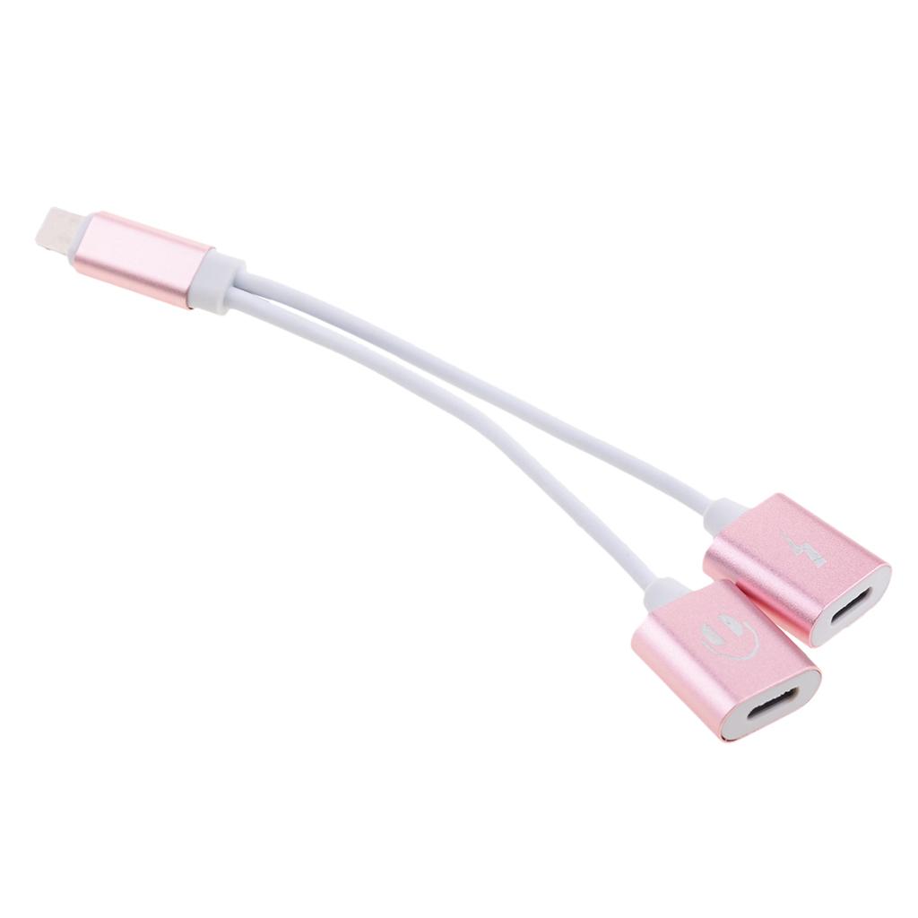 2 Pieces 2 in 1 Headphones Jack Charger & Audio Splitter Adapter for