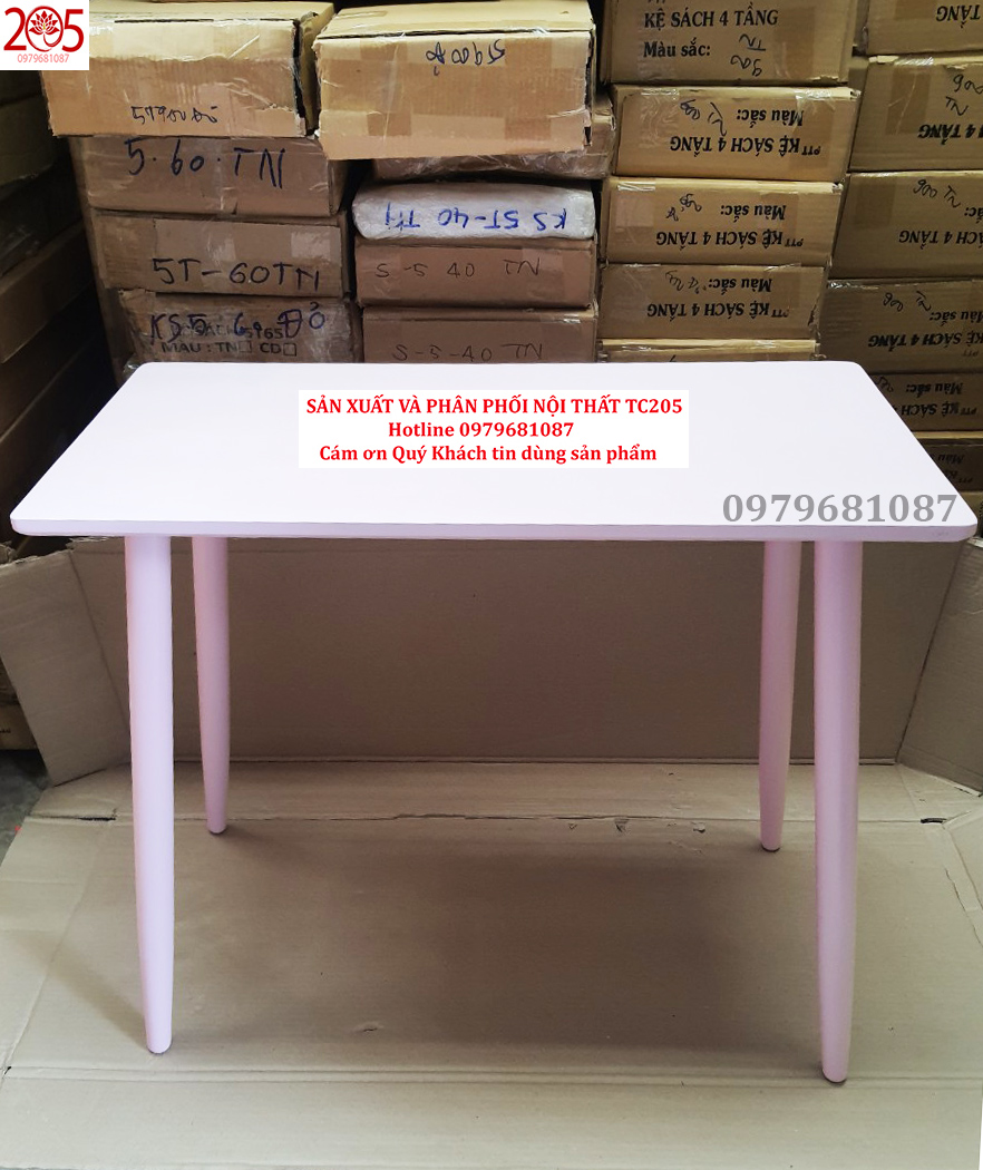 BÀN LÀM VIỆC, BÀN HỌC 80x40x75 cm GỖ CAO SU 100% MÀU HỒNG - 205 TC Rubber Hard Wood Desk