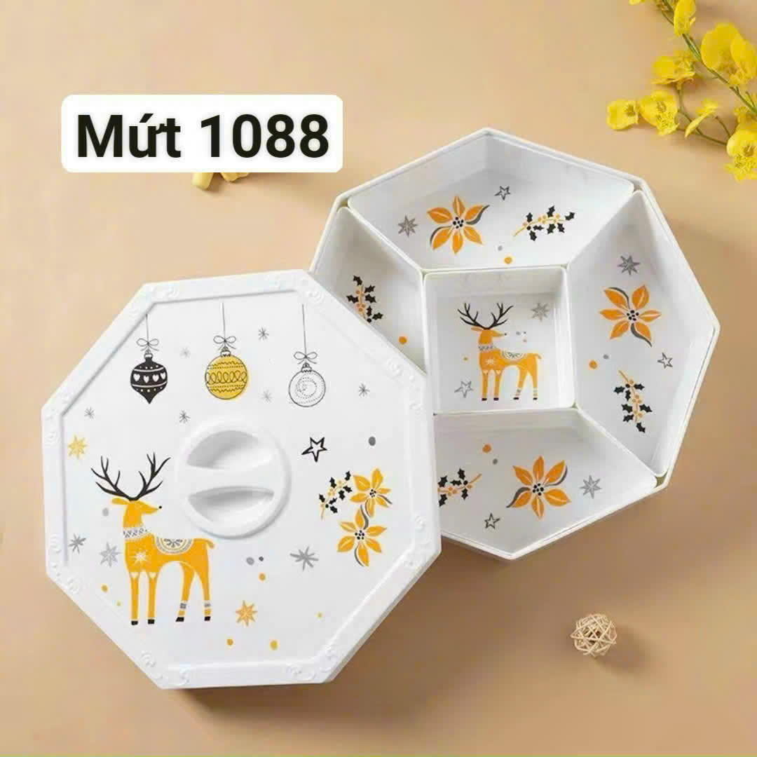 Khay Mứt Phip Nhiều Ngăn Dày Dặn – Hộp Đựng Bánh Kẹo, Hạt, Mứt Tết Cao Cấp - HÀNG CHÍNH HÃNG MINIIN