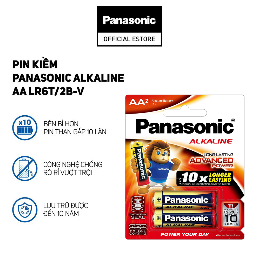Vỉ Pin kiềm Panasonic Alkaline AA LR6T/2B-V – Hàng Chính Hãng