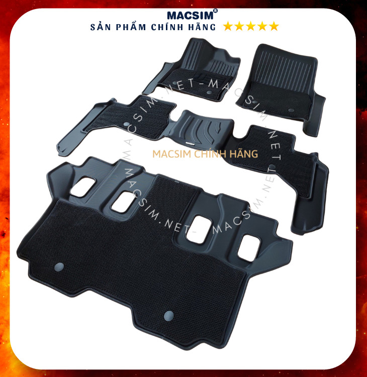 Thảm lót sàn ô tô 2 lớp dành cho xe LEXUS LX600 2023+ ( bản 7 chỗ) nhãn hiệu Macsim chất liệu TPV cao cấp màu đen-3 hàng ghế